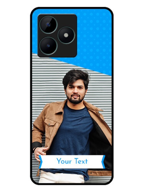 Custom Realme C51 Photo Printing on Glass Case - Simple Blue Color Design