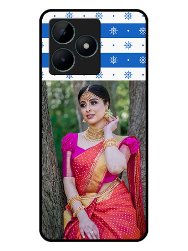 Custom Realme C51 Photo Printing on Glass Case - Snow Pattern Design