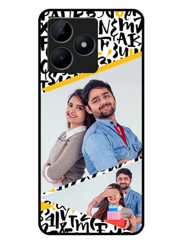 Custom Realme C51 Custom Glass Mobile Case - Letters Pattern Design