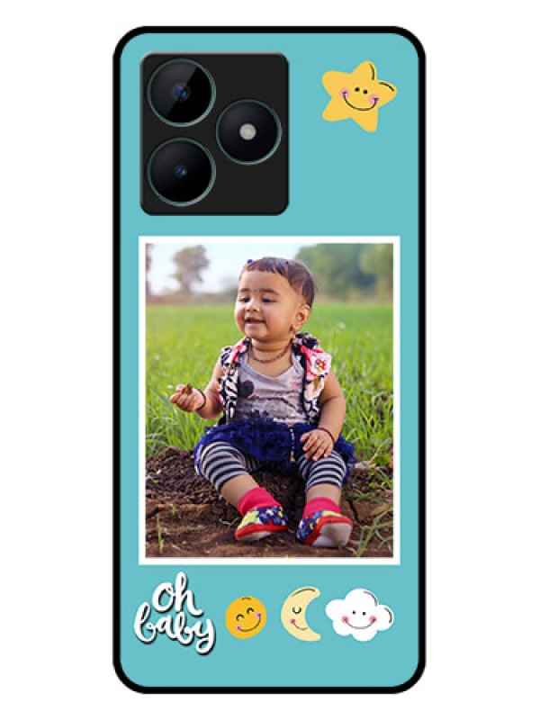 Custom Realme C51 Personalized Glass Phone Case - Smiley Kids Stars Design
