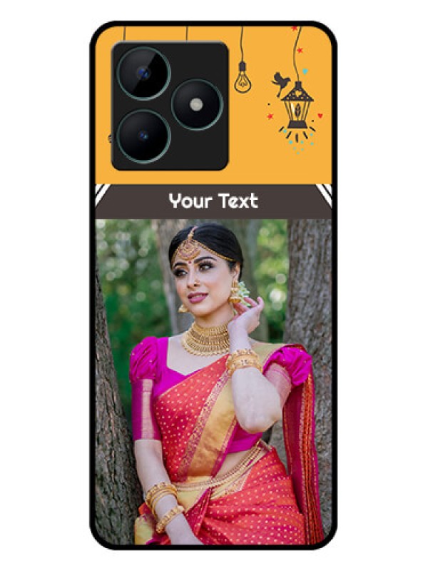 Custom Realme C51 Custom Glass Mobile Case - with Family Picture and Icons