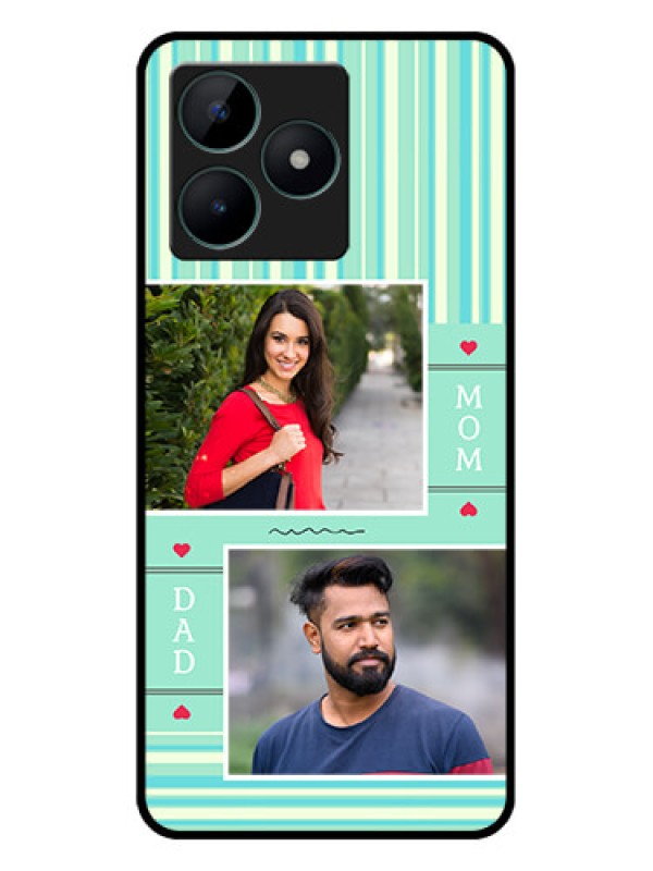 Custom Realme C51 Custom Glass Phone Case - Mom & Dad Pic Design