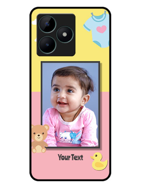 Custom Realme C51 Photo Printing on Glass Case - Kids 2 Color Design