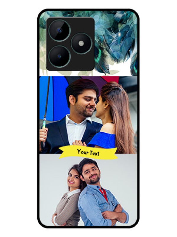 Custom Realme C51 Personalized Glass Phone Case - Image with Boho Peacock Feather Design