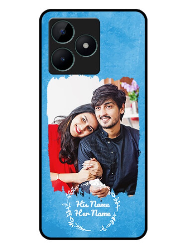 Custom Realme C51 Custom Glass Phone Case - Blue Color Vintage Design