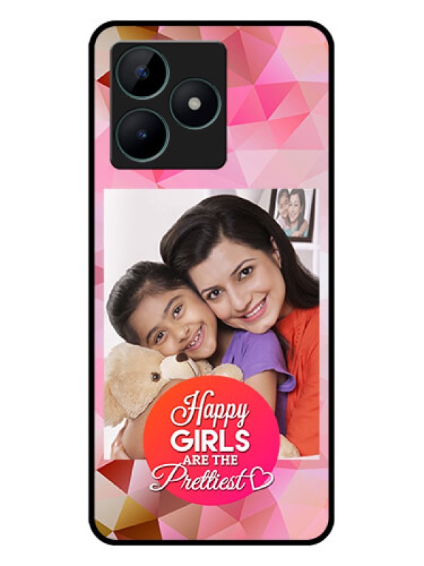 Custom Realme C51 Photo Printing on Glass Case - Abstract Triangle Design