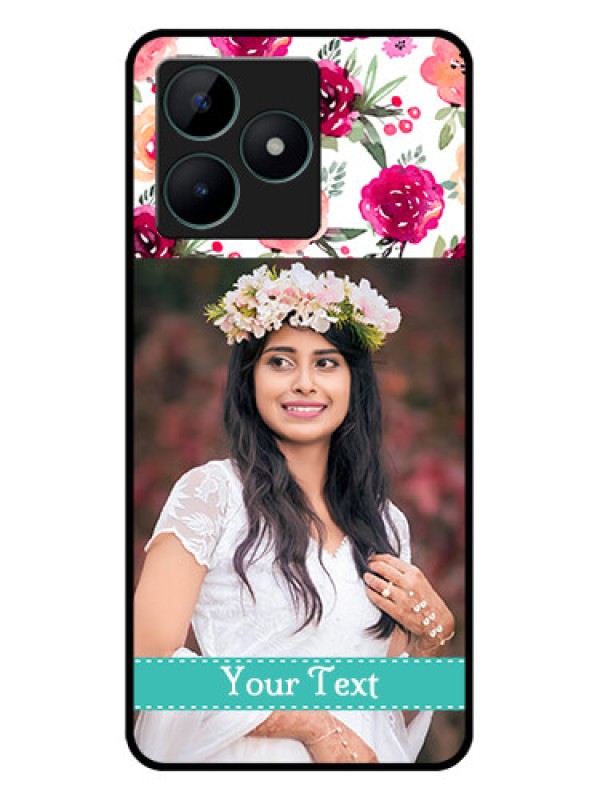 Custom Realme C51 Custom Glass Phone Case - Watercolor Floral Design