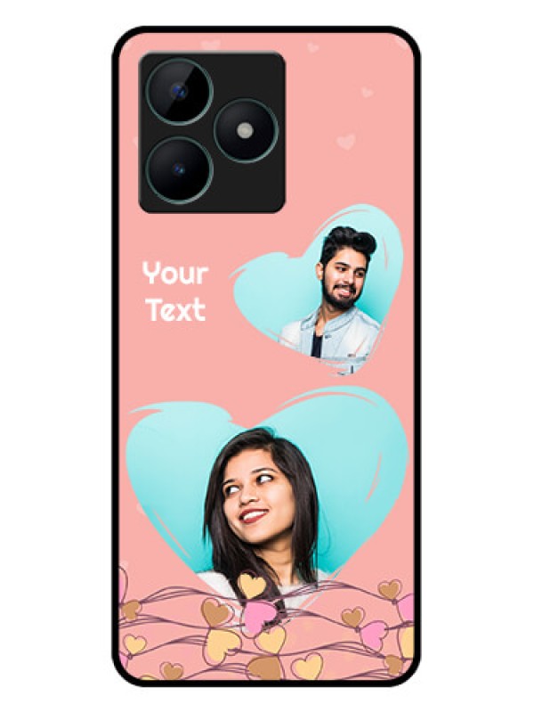 Custom Realme C51 Custom Glass Mobile Case - Love Doodle Design