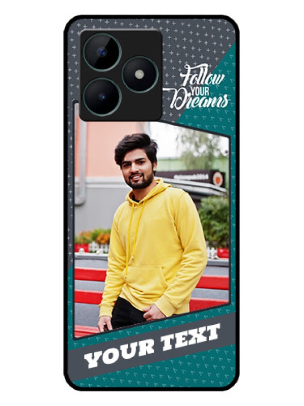Custom Realme C51 Personalized Glass Phone Case - Background Pattern Design with Quote