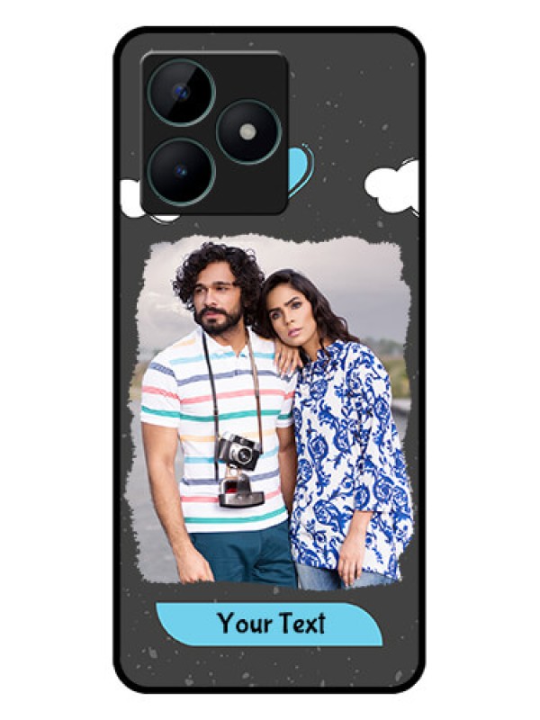 Custom Realme C51 Custom Glass Phone Case - Splashes with love doodles Design