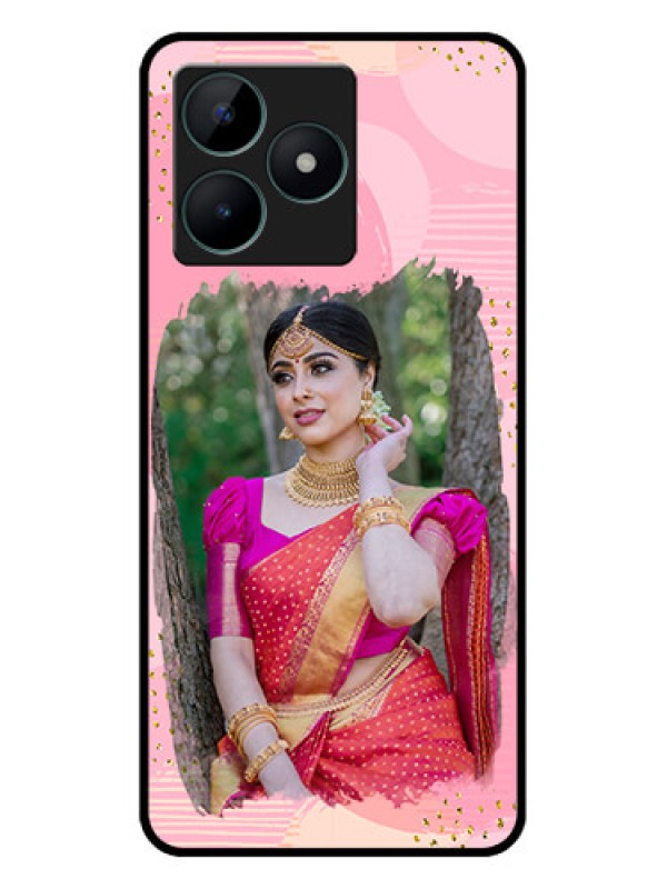 Custom Realme C51 Personalized Glass Phone Case - Gold Glitter Splash Design