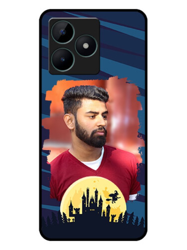 Custom Realme C51 Photo Printing on Glass Case - Halloween Witch Design