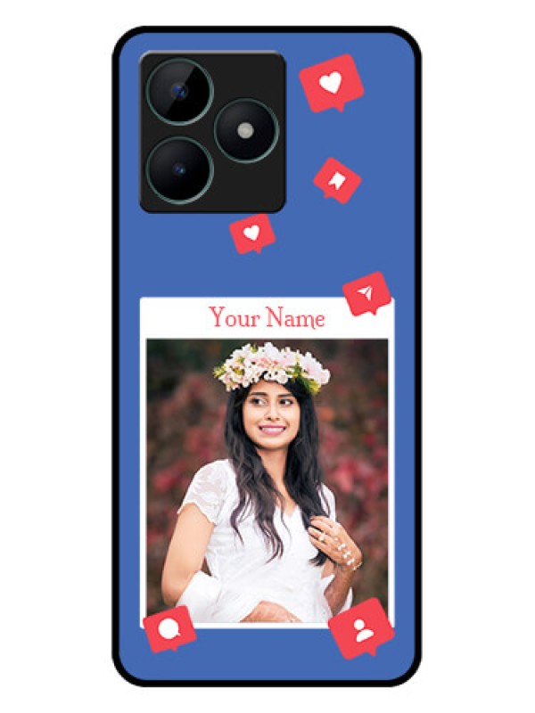 Custom Realme C51 Custom Glass Phone Case - Like Share And Comment Design