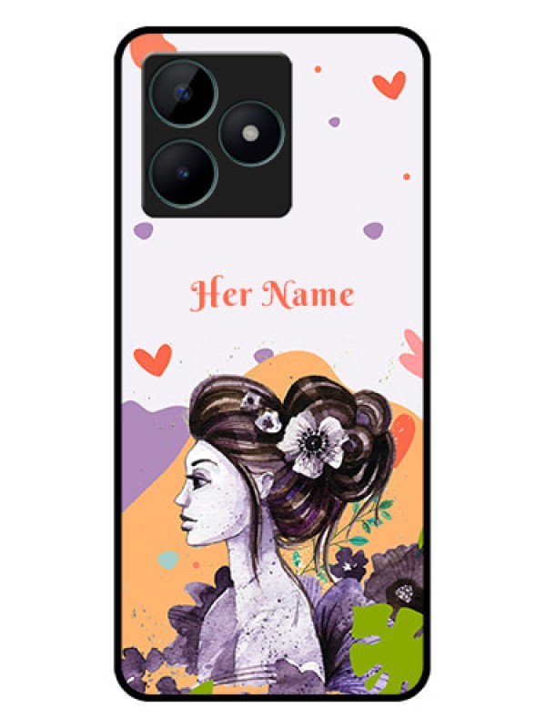 Custom Realme C51 Personalized Glass Phone Case - Woman And Nature Design