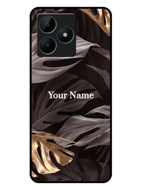 Custom Realme C51 Personalised Glass Phone Case - Wild Leaves digital paint Design