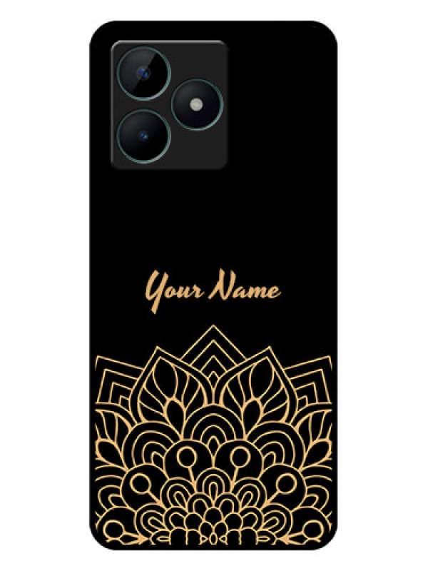 Custom Realme C51 Custom Glass Phone Case - Golden mandala Design