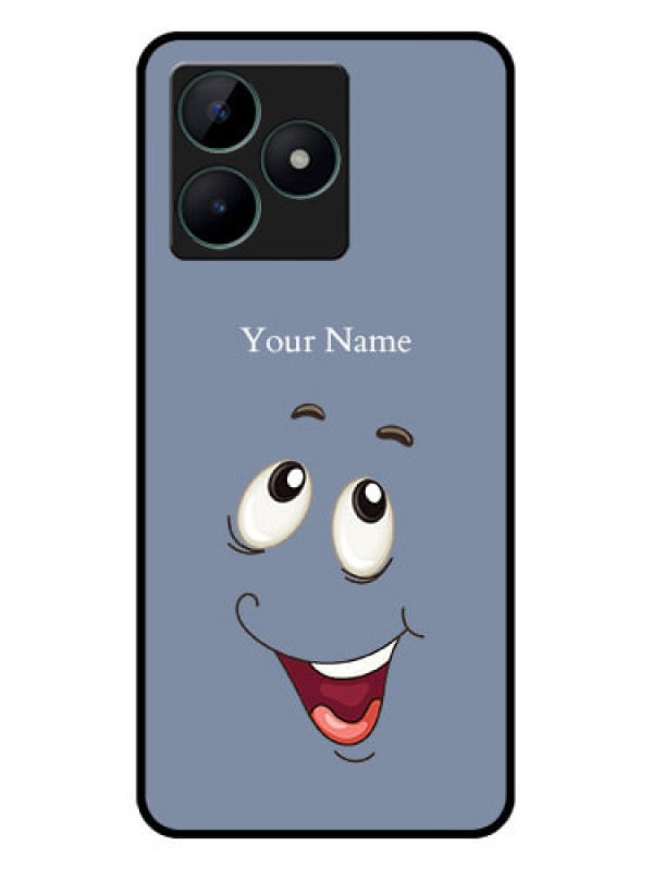 Custom Realme C51 Photo Printing on Glass Case - Laughing Cartoon Face Design
