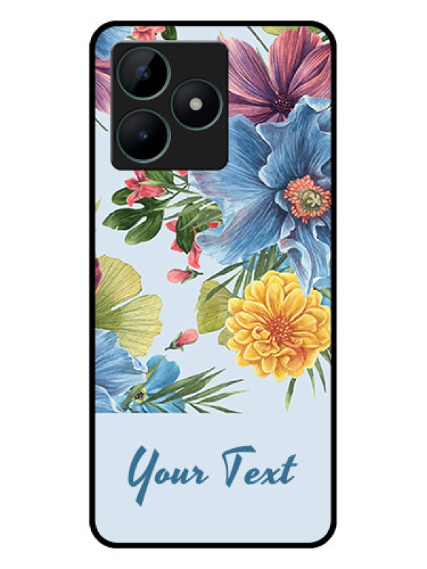 Custom Realme C51 Custom Glass Mobile Case - Stunning Watercolored Flowers Painting Design