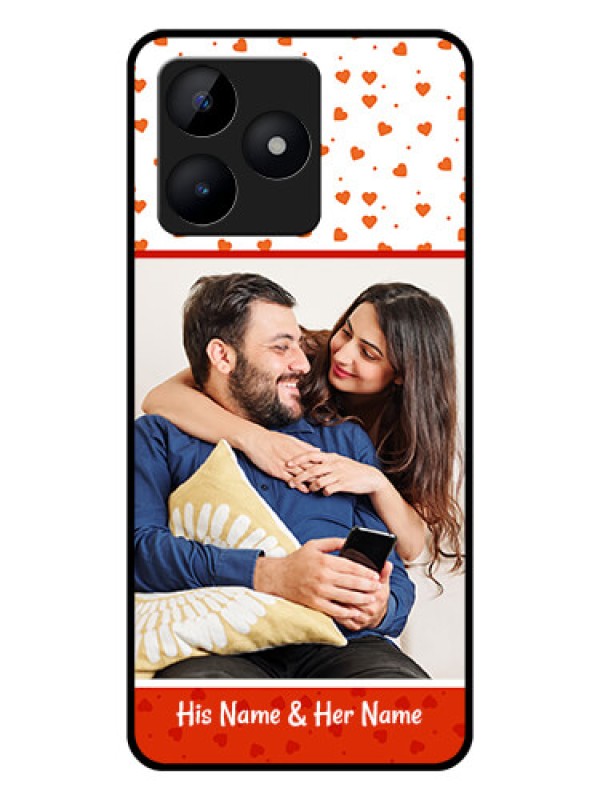 Custom Realme C53 Custom Glass Phone Case - Orange Love Symbol Design