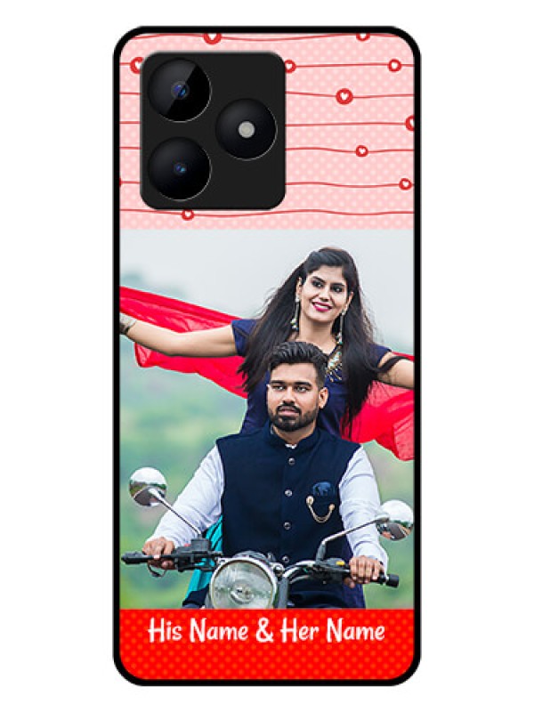 Custom Realme C53 Personalized Glass Phone Case - Red Pattern Case Design