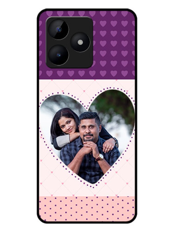 Custom Realme C53 Custom Glass Phone Case - Violet Love Dots Design