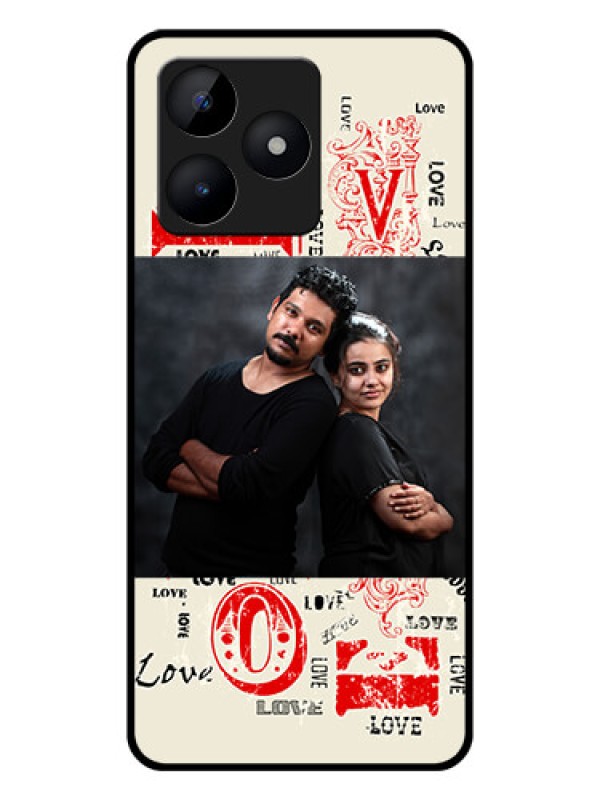 Custom Realme C53 Photo Printing on Glass Case - Trendy Love Design Case