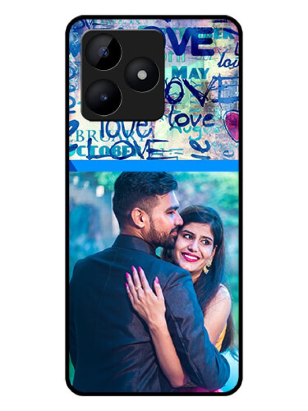 Custom Realme C53 Custom Glass Mobile Case - Colorful Love Design