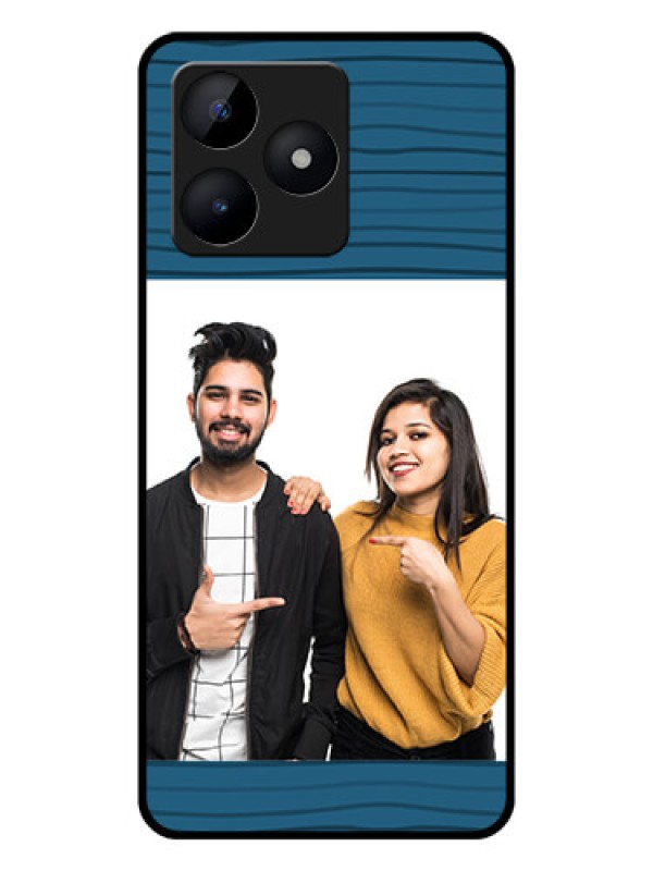 Custom Realme C53 Custom Glass Phone Case - Blue Pattern Cover Design