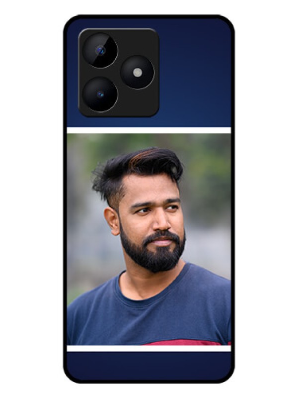Custom Realme C53 Personalized Glass Phone Case - Simple Royal Blue Design