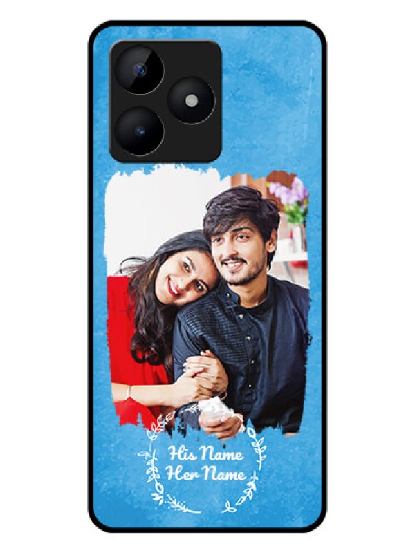 Custom Realme C53 Custom Glass Phone Case - Blue Color Vintage Design