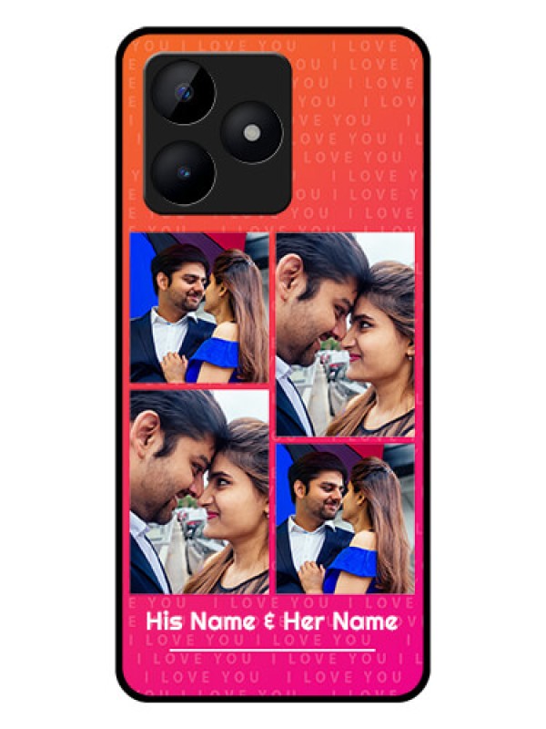 Custom Realme C53 Custom Glass Phone Case - I Love You Pink Design