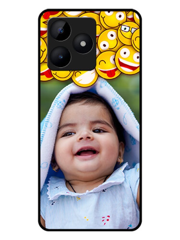 Custom Realme C53 Custom Glass Mobile Case - with Smiley Emoji Design