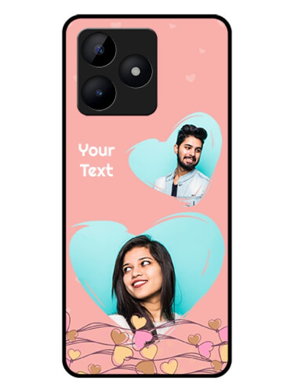 Custom Realme C53 Custom Glass Mobile Case - Love Doodle Design