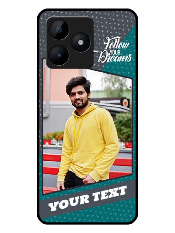 Custom Realme C53 Personalized Glass Phone Case - Background Pattern Design with Quote