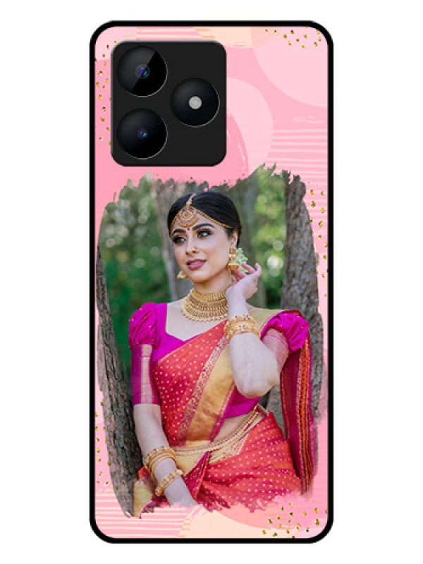 Custom Realme C53 Personalized Glass Phone Case - Gold Glitter Splash Design