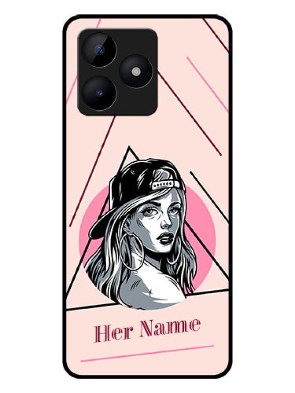 Custom Realme C53 Personalized Glass Phone Case - Rockstar Girl Design