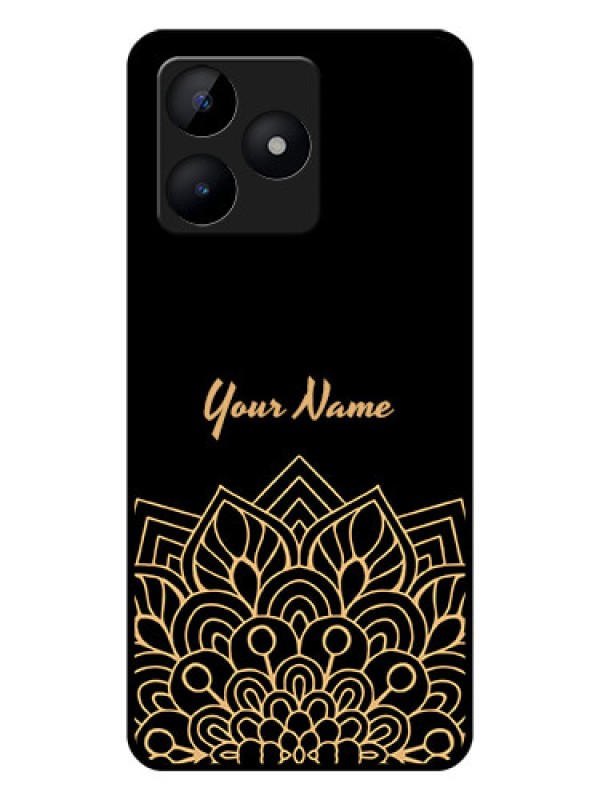 Custom Realme C53 Custom Glass Phone Case - Golden mandala Design
