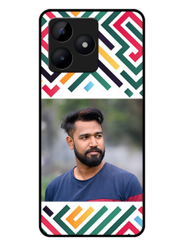 Custom Realme C53 Personalized Glass Phone Case - Colorful Maze Pattern Design