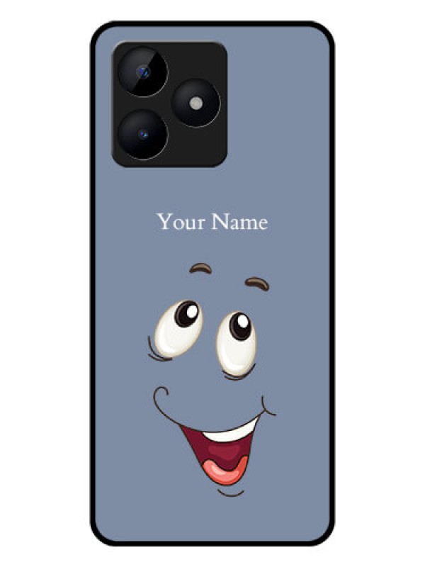 Custom Realme C53 Photo Printing on Glass Case - Laughing Cartoon Face Design