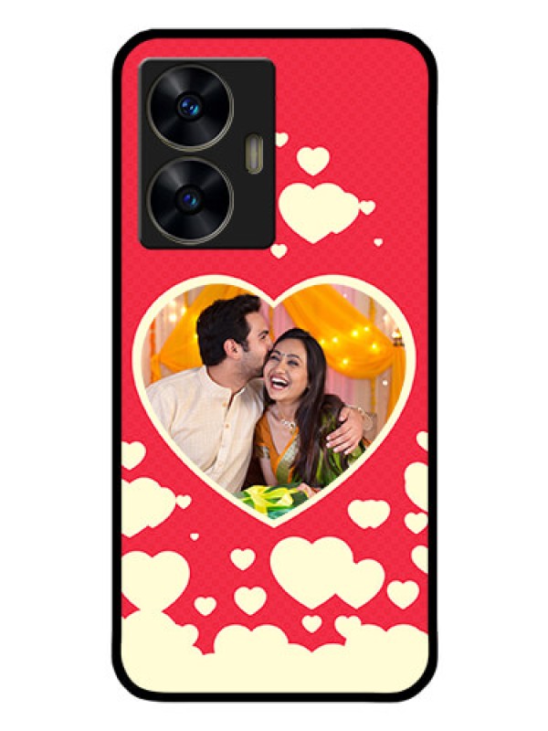 Custom Realme C55 Custom Glass Mobile Case - Love Symbols Phone Cover Design