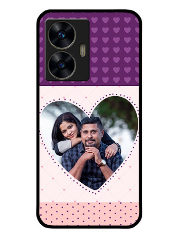 Custom Realme C55 Custom Glass Phone Case - Violet Love Dots Design