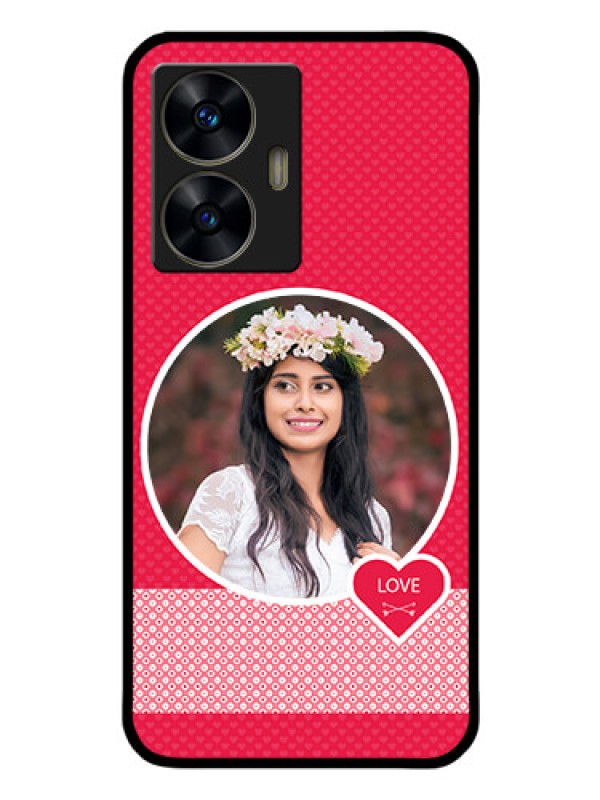 Custom Realme C55 Personalised Glass Phone Case - Pink Pattern Design