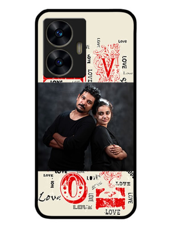 Custom Realme C55 Photo Printing on Glass Case - Trendy Love Design Case
