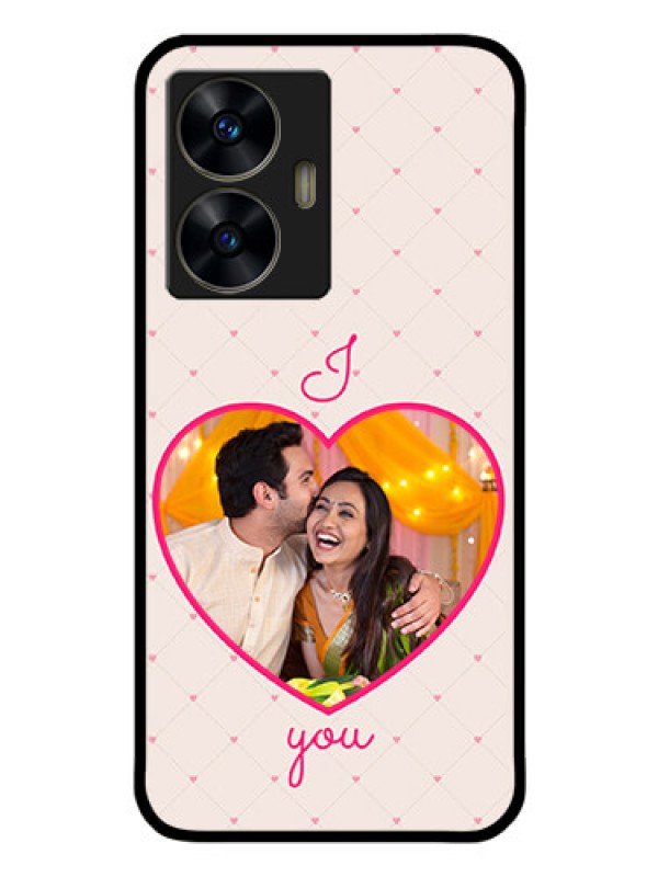 Custom Realme C55 Custom Glass Mobile Case - Heart Shape Design