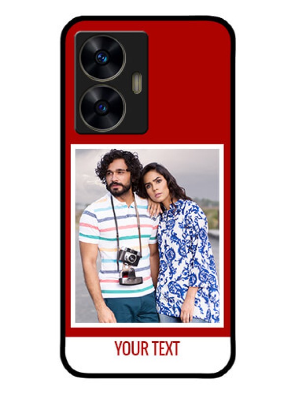 Custom Realme C55 Personalized Glass Phone Case - Simple Red Color Design