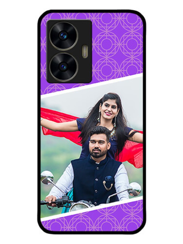 Custom Realme C55 Custom Glass Phone Case - Violet Pattern Design