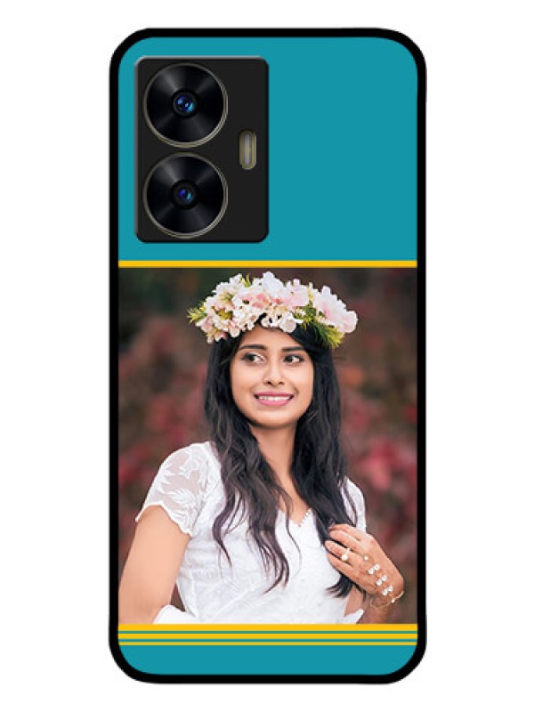 Custom Realme C55 Custom Glass Phone Case - Yellow & Blue Design