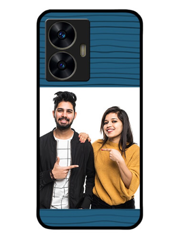 Custom Realme C55 Custom Glass Phone Case - Blue Pattern Cover Design