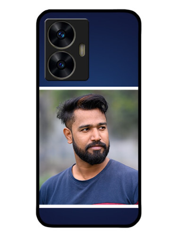 Custom Realme C55 Personalized Glass Phone Case - Simple Royal Blue Design