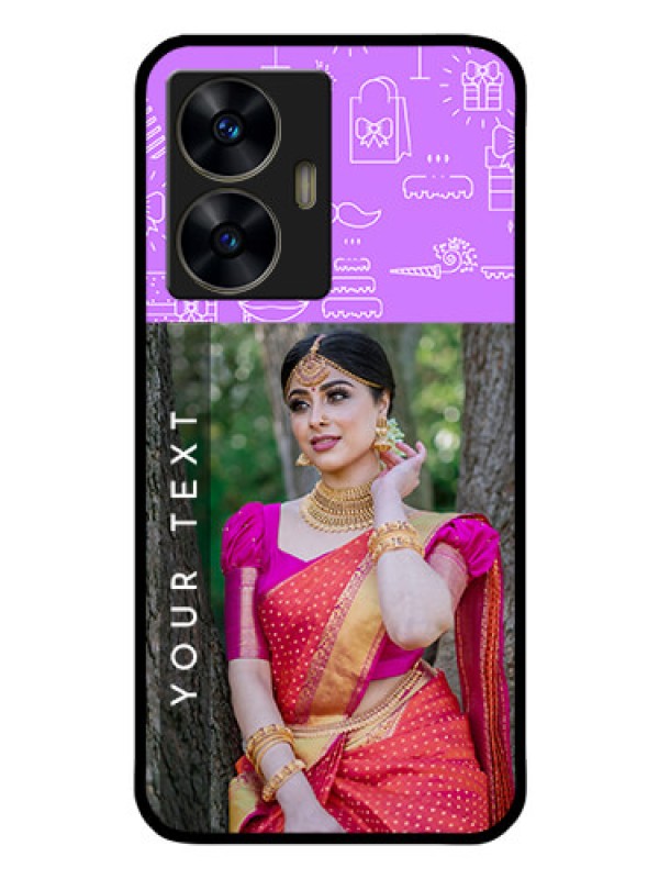 Custom Realme C55 Custom Glass Mobile Case - Birthday Icons Design